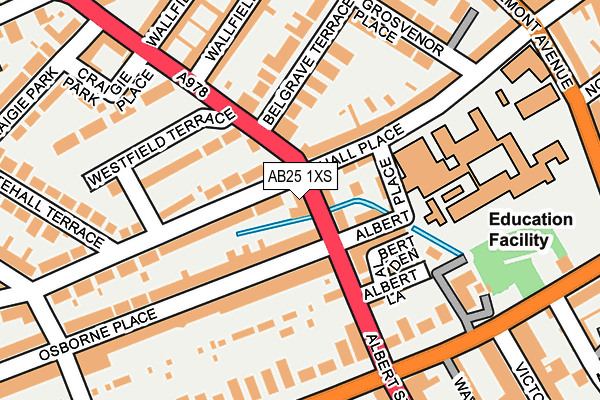 AB25 1XS map - OS OpenMap – Local (Ordnance Survey)