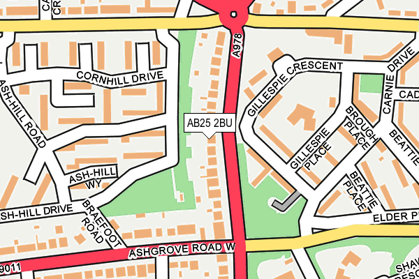 AB25 2BU map - OS OpenMap – Local (Ordnance Survey)