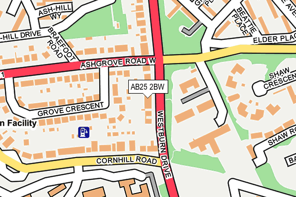 AB25 2BW map - OS OpenMap – Local (Ordnance Survey)