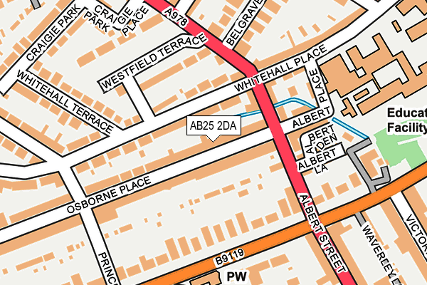 AB25 2DA map - OS OpenMap – Local (Ordnance Survey)