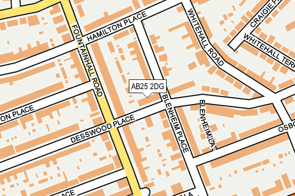 AB25 2DG map - OS OpenMap – Local (Ordnance Survey)