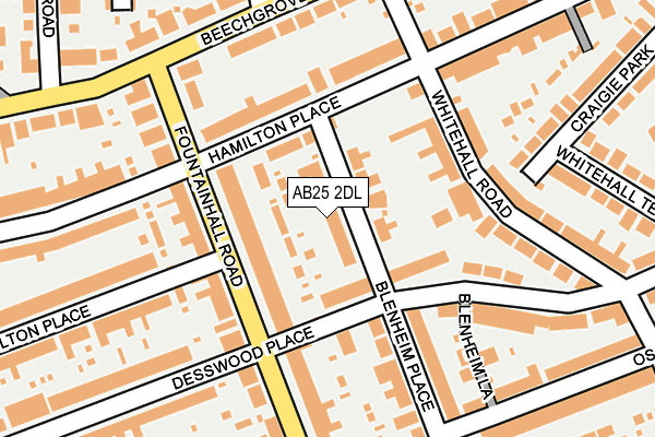 AB25 2DL map - OS OpenMap – Local (Ordnance Survey)