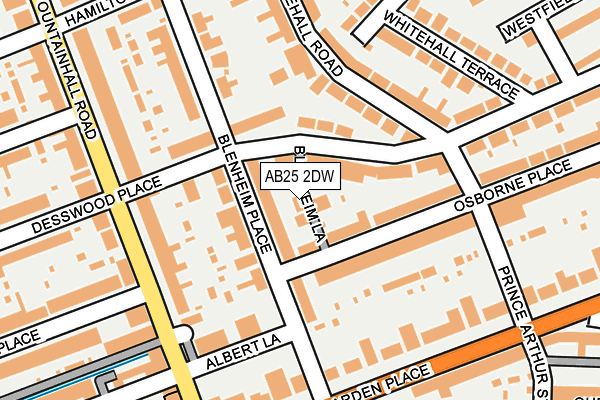 AB25 2DW map - OS OpenMap – Local (Ordnance Survey)