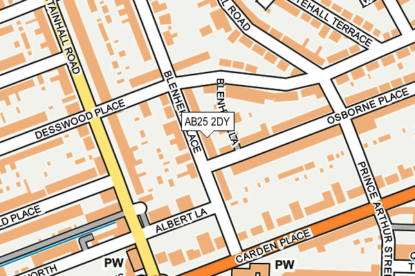 AB25 2DY map - OS OpenMap – Local (Ordnance Survey)