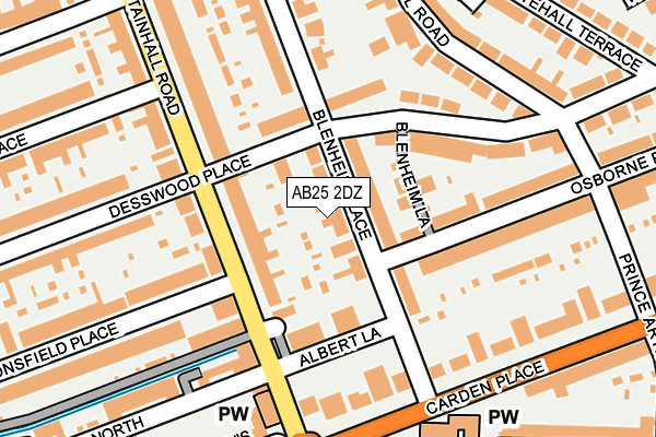 AB25 2DZ map - OS OpenMap – Local (Ordnance Survey)