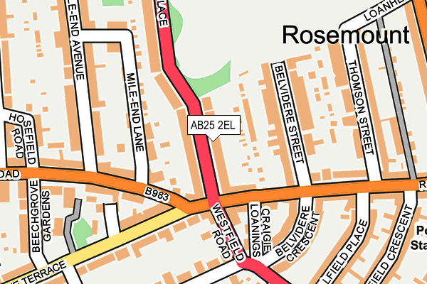 AB25 2EL map - OS OpenMap – Local (Ordnance Survey)