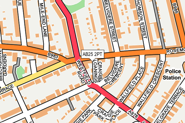 AB25 2PT map - OS OpenMap – Local (Ordnance Survey)