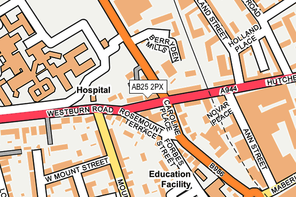 AB25 2PX map - OS OpenMap – Local (Ordnance Survey)