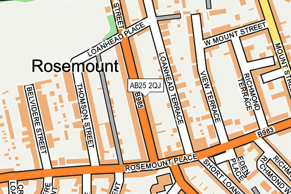 AB25 2QJ map - OS OpenMap – Local (Ordnance Survey)