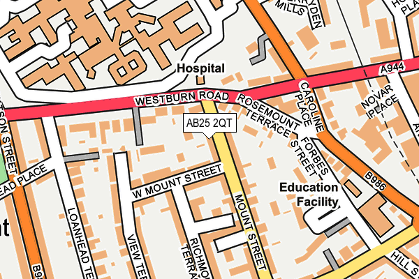 AB25 2QT map - OS OpenMap – Local (Ordnance Survey)