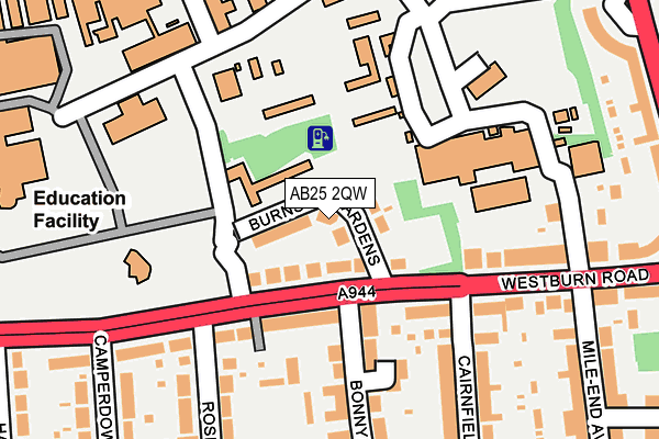 AB25 2QW map - OS OpenMap – Local (Ordnance Survey)