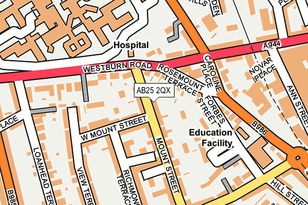 AB25 2QX map - OS OpenMap – Local (Ordnance Survey)