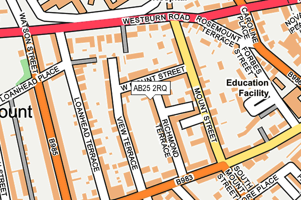 AB25 2RQ map - OS OpenMap – Local (Ordnance Survey)