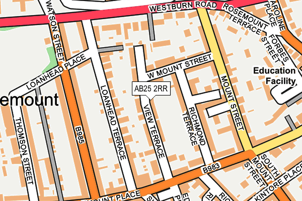 AB25 2RR map - OS OpenMap – Local (Ordnance Survey)