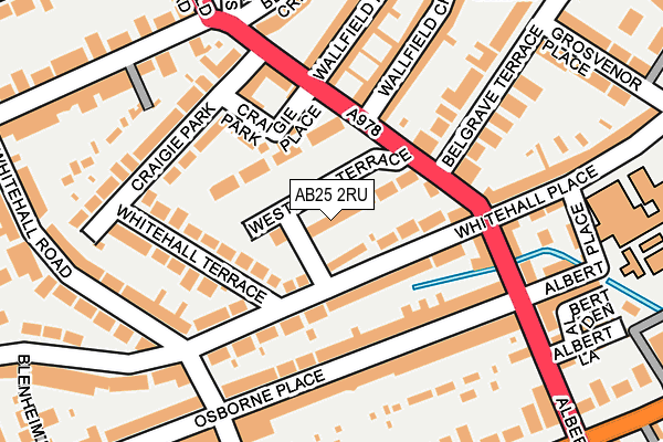 AB25 2RU map - OS OpenMap – Local (Ordnance Survey)