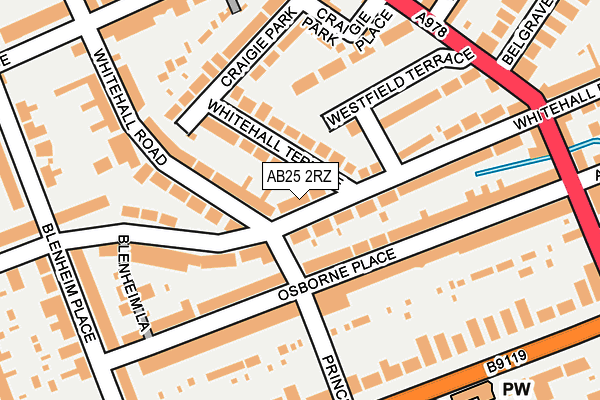 AB25 2RZ map - OS OpenMap – Local (Ordnance Survey)