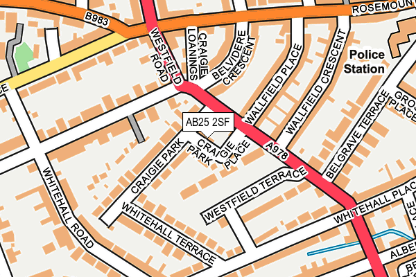 AB25 2SF map - OS OpenMap – Local (Ordnance Survey)