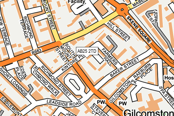 AB25 2TD map - OS OpenMap – Local (Ordnance Survey)