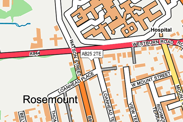 AB25 2TE map - OS OpenMap – Local (Ordnance Survey)