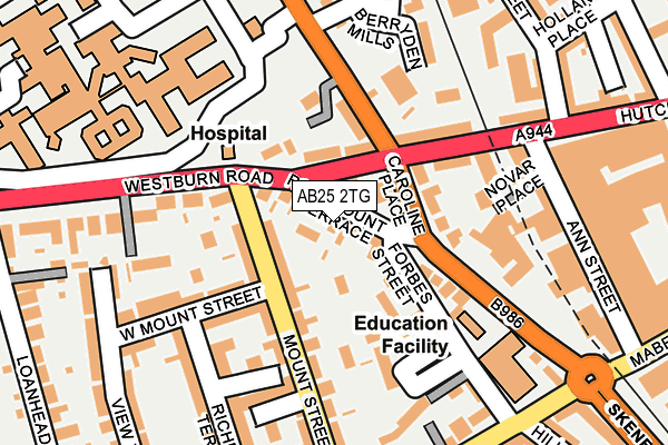 AB25 2TG map - OS OpenMap – Local (Ordnance Survey)