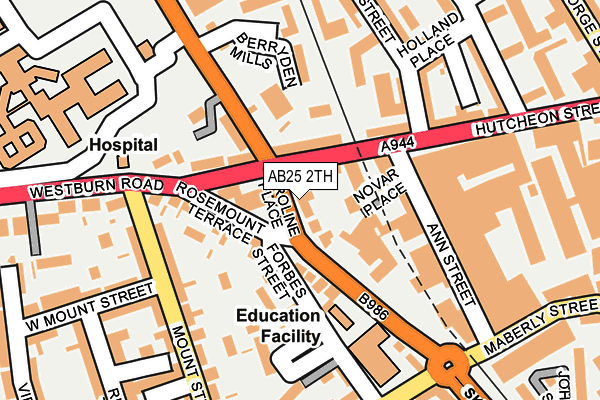 AB25 2TH map - OS OpenMap – Local (Ordnance Survey)