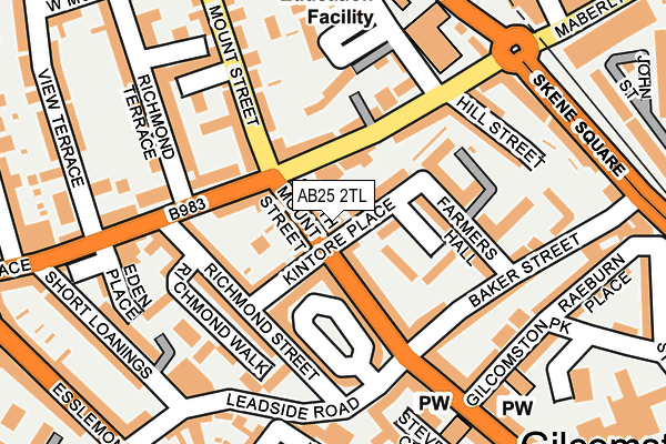AB25 2TL map - OS OpenMap – Local (Ordnance Survey)