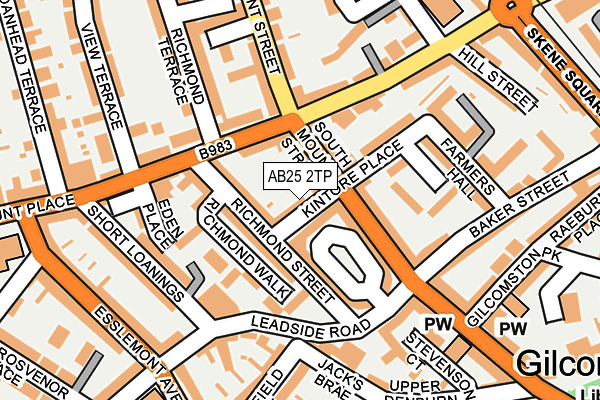 AB25 2TP map - OS OpenMap – Local (Ordnance Survey)