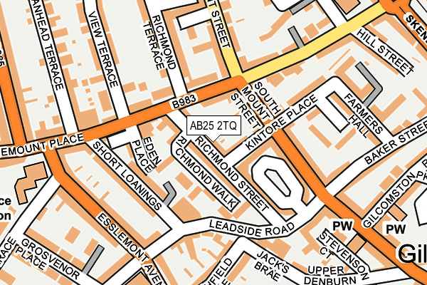 AB25 2TQ map - OS OpenMap – Local (Ordnance Survey)