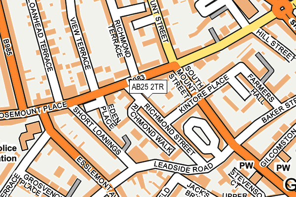 AB25 2TR map - OS OpenMap – Local (Ordnance Survey)
