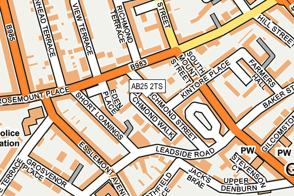 AB25 2TS map - OS OpenMap – Local (Ordnance Survey)
