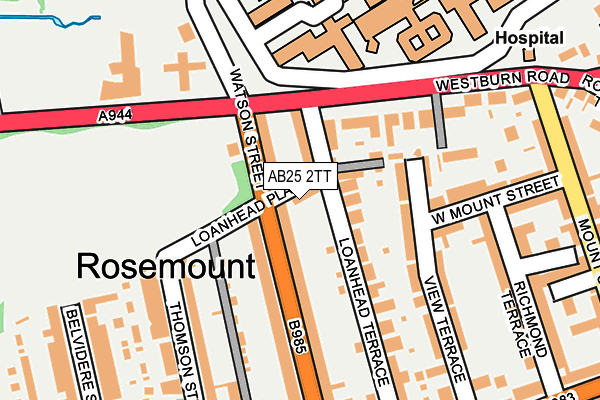 AB25 2TT map - OS OpenMap – Local (Ordnance Survey)