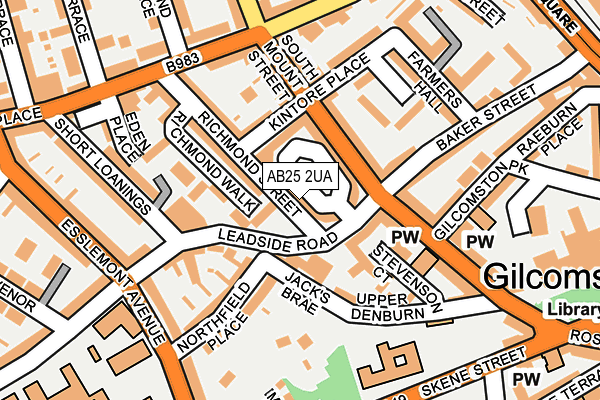 AB25 2UA map - OS OpenMap – Local (Ordnance Survey)