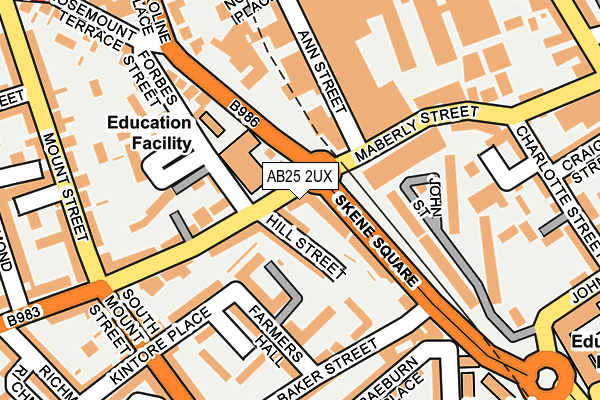 AB25 2UX map - OS OpenMap – Local (Ordnance Survey)