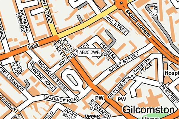 AB25 2WB map - OS OpenMap – Local (Ordnance Survey)