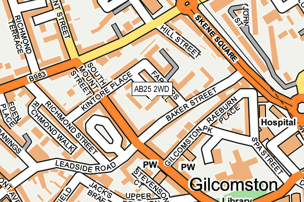 AB25 2WD map - OS OpenMap – Local (Ordnance Survey)