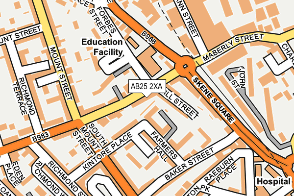 AB25 2XA map - OS OpenMap – Local (Ordnance Survey)