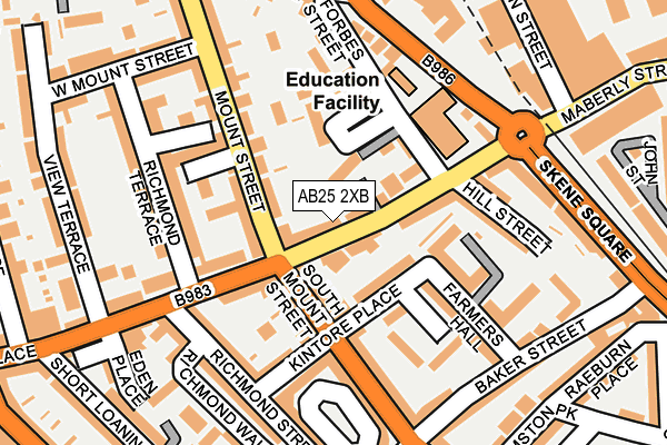 AB25 2XB map - OS OpenMap – Local (Ordnance Survey)