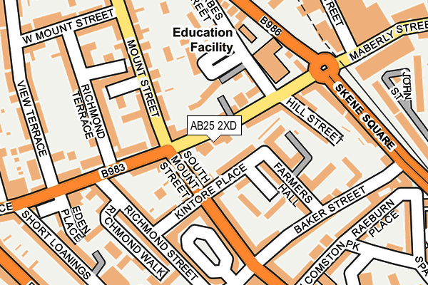 AB25 2XD map - OS OpenMap – Local (Ordnance Survey)