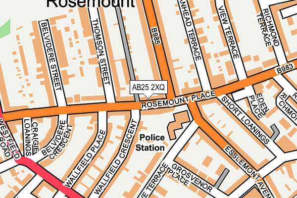 AB25 2XQ map - OS OpenMap – Local (Ordnance Survey)