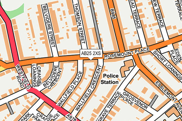 AB25 2XS map - OS OpenMap – Local (Ordnance Survey)