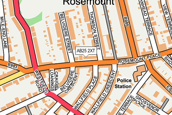AB25 2XT map - OS OpenMap – Local (Ordnance Survey)