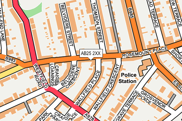 AB25 2XX map - OS OpenMap – Local (Ordnance Survey)
