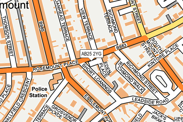 AB25 2YG map - OS OpenMap – Local (Ordnance Survey)