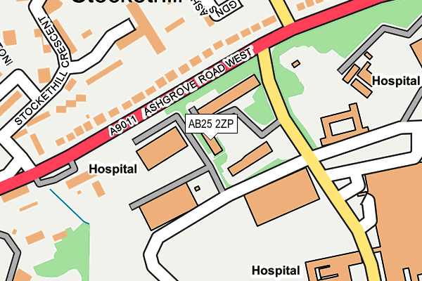 AB25 2ZP map - OS OpenMap – Local (Ordnance Survey)