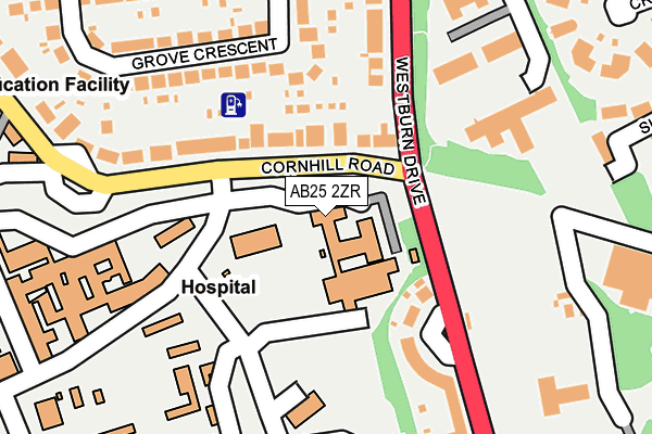 AB25 2ZR map - OS OpenMap – Local (Ordnance Survey)
