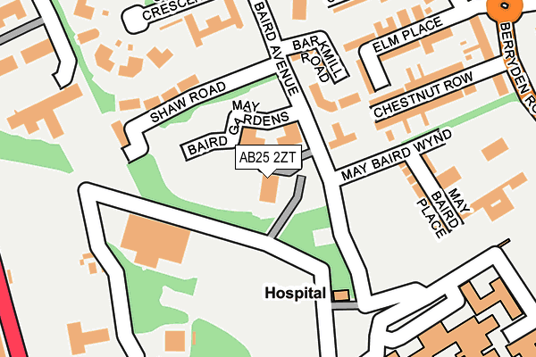 AB25 2ZT map - OS OpenMap – Local (Ordnance Survey)
