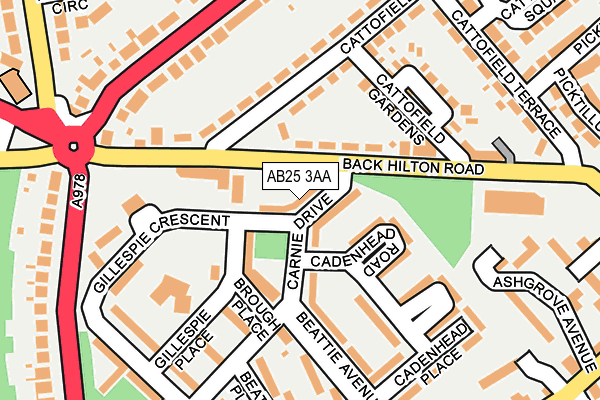 AB25 3AA map - OS OpenMap – Local (Ordnance Survey)