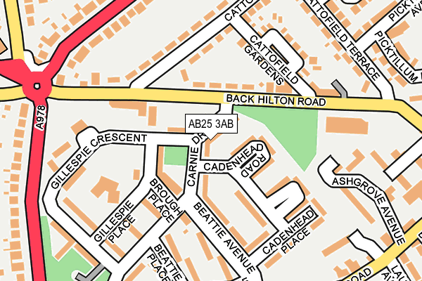 AB25 3AB map - OS OpenMap – Local (Ordnance Survey)