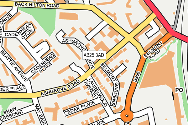 AB25 3AD map - OS OpenMap – Local (Ordnance Survey)