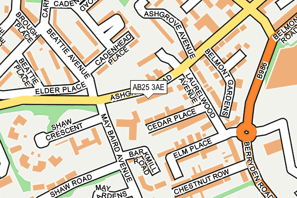AB25 3AE map - OS OpenMap – Local (Ordnance Survey)